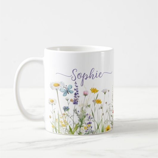 Wildblumen Benutzerdefinierter Skriptname Kaffeetasse (Links)