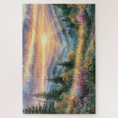 Wildblumen-Berg-Sonnenaufgang-Gemälde Puzzle (Vertikal)