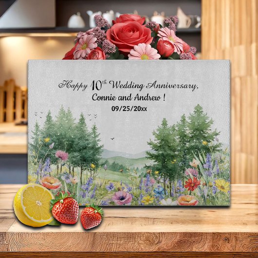 Wildblumen Berge 10. Hochzeitstag Schneidebrett
