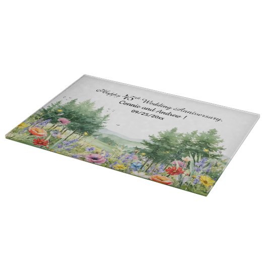 Wildblumen Berge 45. Hochzeitstag Schneidebrett (Ecke)