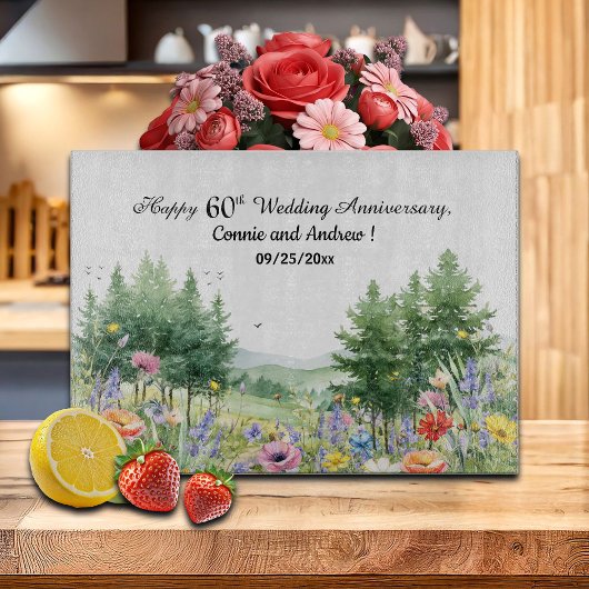 Wildblumen Berge 60. Hochzeitstag Schneidebrett