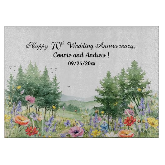 Wildblumen Berge 70. Hochzeitstag Schneidebrett (Vorderseite)