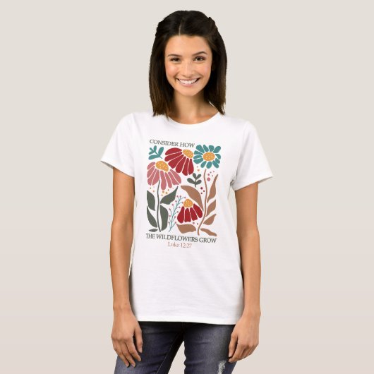 Wildblumen Bibelverse T-Shirt (Vorne ganz)