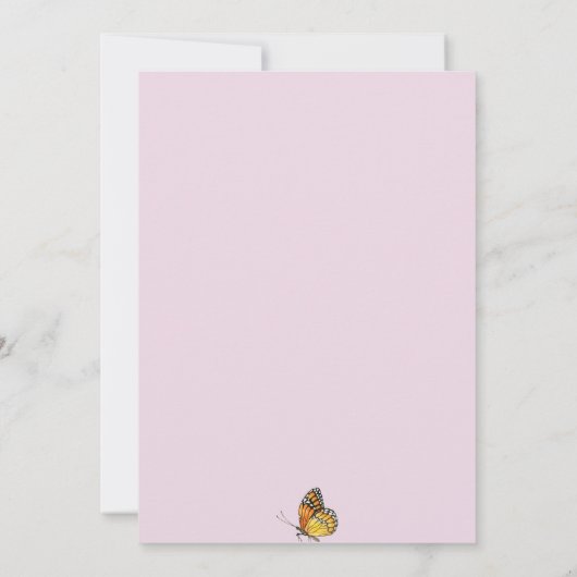 Wildblumen, Bienen und Schmetterlinge, Babydusche Einladung (Rückseite)