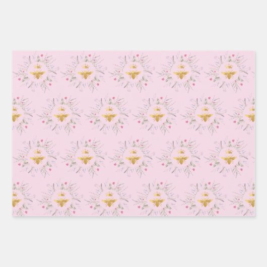 Wildblumen Bienendesign Geschenkpapier Set (Vorderseite 3)