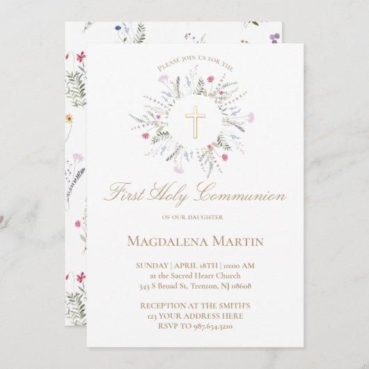 Wildblumen bilden den Rahmen für die Erste Heilige Einladung (Vorne/Hinten)