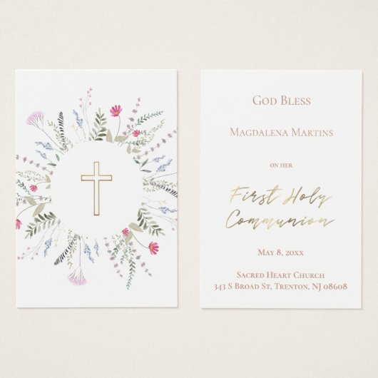 Wildblumen bilden die Erste Gedenkkarte der Kommun (Vorne & Hinten)