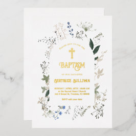 Wildblumen bilden einen Rahmen für Taufe Folieneinladung