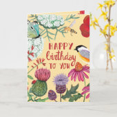 Wildblumen Bird Birthday Karte (Gelbe Blume)