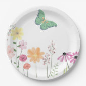 Wildblumen Bird Butterfly Girls Geburtstagsparty Pappteller (Vorderseite)