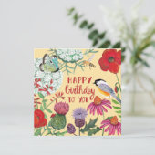 Wildblumen Bird Geburtstagskarte (Stehend Vorderseite)
