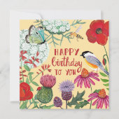 Wildblumen Bird Geburtstagskarte (Vorderseite)