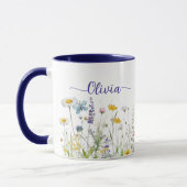 Wildblumen Blau Benutzerdefinierter Skriptname Tasse (Links)