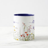 Wildblumen Blau Benutzerdefinierter Skriptname Tasse (Zentrum)