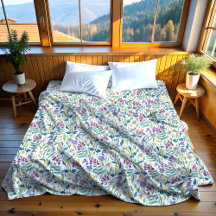 Wildblumen Blau Fleece Blanket, groß