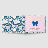 Wildblumen Blau Gingham-Schleife Abschlussfeier Gästebuch (Voll)