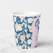 Wildblumen Blau Gingham Schleife Abschlussfeier Pappbecher (Rechts)
