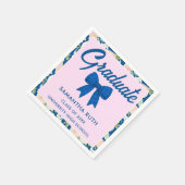 Wildblumen Blau Gingham Schleife Abschlussfeier Serviette (Ecke)