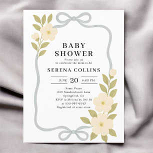 Wildblumen Blaue Schleife Baby Shower Postkarte