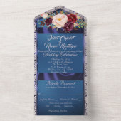 Wildblumen Blauer Streifen, Spitzen und Lichter All In One Einladung (Innen Boden)