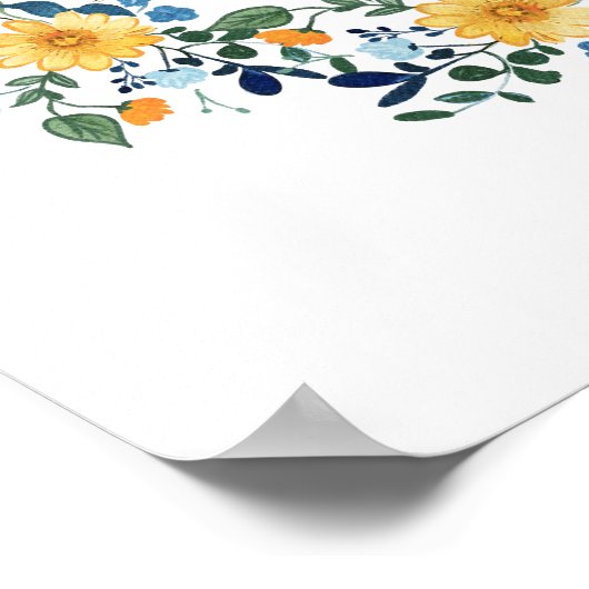 Wildblumen Blue Bow Elegante Hochzeit Willkommen Poster (Ecke)