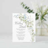 Wildblumen Blue Green Wedding Card (Stehend Vorderseite)