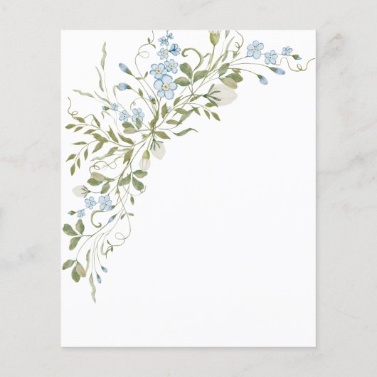 Wildblumen Blue Green Wedding Card (Rückseite)
