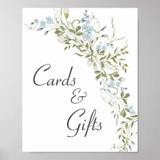 Wildblumen Blue Green Wedding Cards und Geschenke Poster (Vorne)
