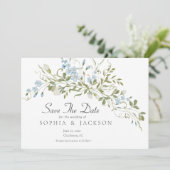 Wildblumen Blue Green Wedding speichern das Datum (Stehend Vorderseite)