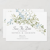 Wildblumen Blue Green Wedding speichern das Datum (Vorne/Hinten)