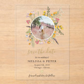 Wildblumen blühen Save the Date Foto Acryleinladungen (Vorderseite)