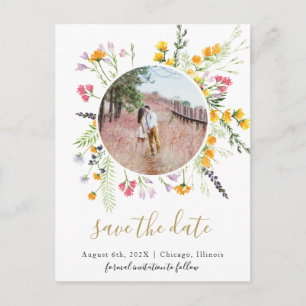 Wildblumen blühen Save the Date Foto Postkarte