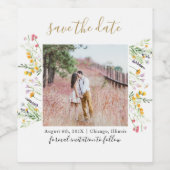 Wildblumen blühen Save the Date Foto Weinetikett (Einzelnes Label)