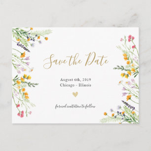 Wildblumen blühen Save the Date Postkarte