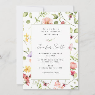 Wildblumen-Blumen-Baby-Party Einladung
