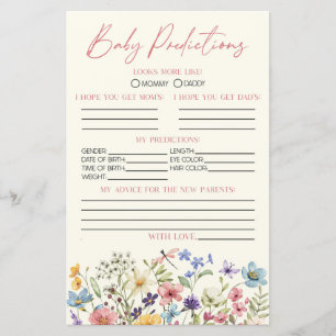 Wildblumen-Blumen-Baby-Shower-Vorhersage-Spiel