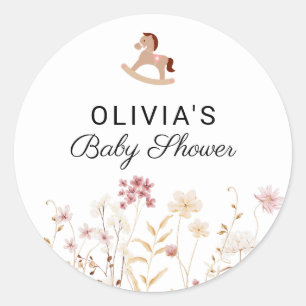 Wildblumen Blumen Boho Baby Shower Geschenk Versan Runder Aufkleber