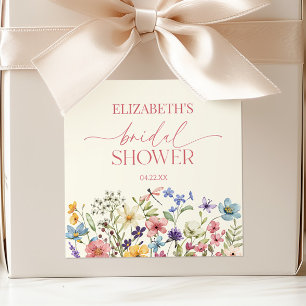 Wildblumen-Blumen-Hochzeitsdusche Quadratischer Aufkleber