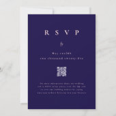 Wildblumen Blumen Navy Blau Rosa Hochzeit QR Code Einladung (Rückseite)