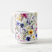 Wildblumen Blumen Pink Lila Tasse (Vorderseite Links)