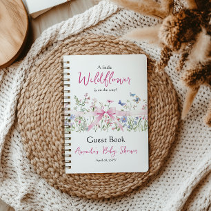 Wildblumen-Blumen-Rosa-Schleife-Baby-Shower-Gast Notizblock