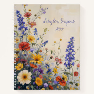 Wildblumen-Blumen-Spiralblock-Notizbuch Notizblock