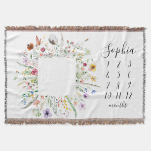 Wildblumen Blumen Webteppich für Babys als Meilens Decke