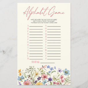 Wildblumen-Blumenalphabet-Babyparty-Spiel