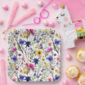 Wildblumen Blumenbeete Blume Aquarell Pappteller (Party)