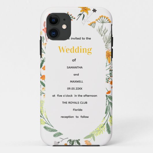 Wildblumen-Blumenbogen-Gartenparty-Einladung Case-Mate iPhone Hülle (Rückseite)