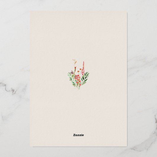 Wildblumen Blumengarten Hochzeit Gold Folieneinladung (Rückseite)