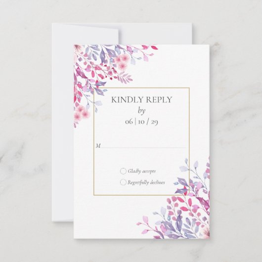 Wildblumen Blumengoldgeometrische Hochzeit RSVP Karte (Vorderseite)