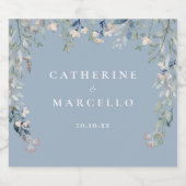 Wildblumen Blumenkaskade Dusty Blue Wedding Bierflaschenetikett (Einzelnes Label)