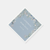 Wildblumen Blumenkaskade Dusty Blue Wedding Serviette (Ecke)